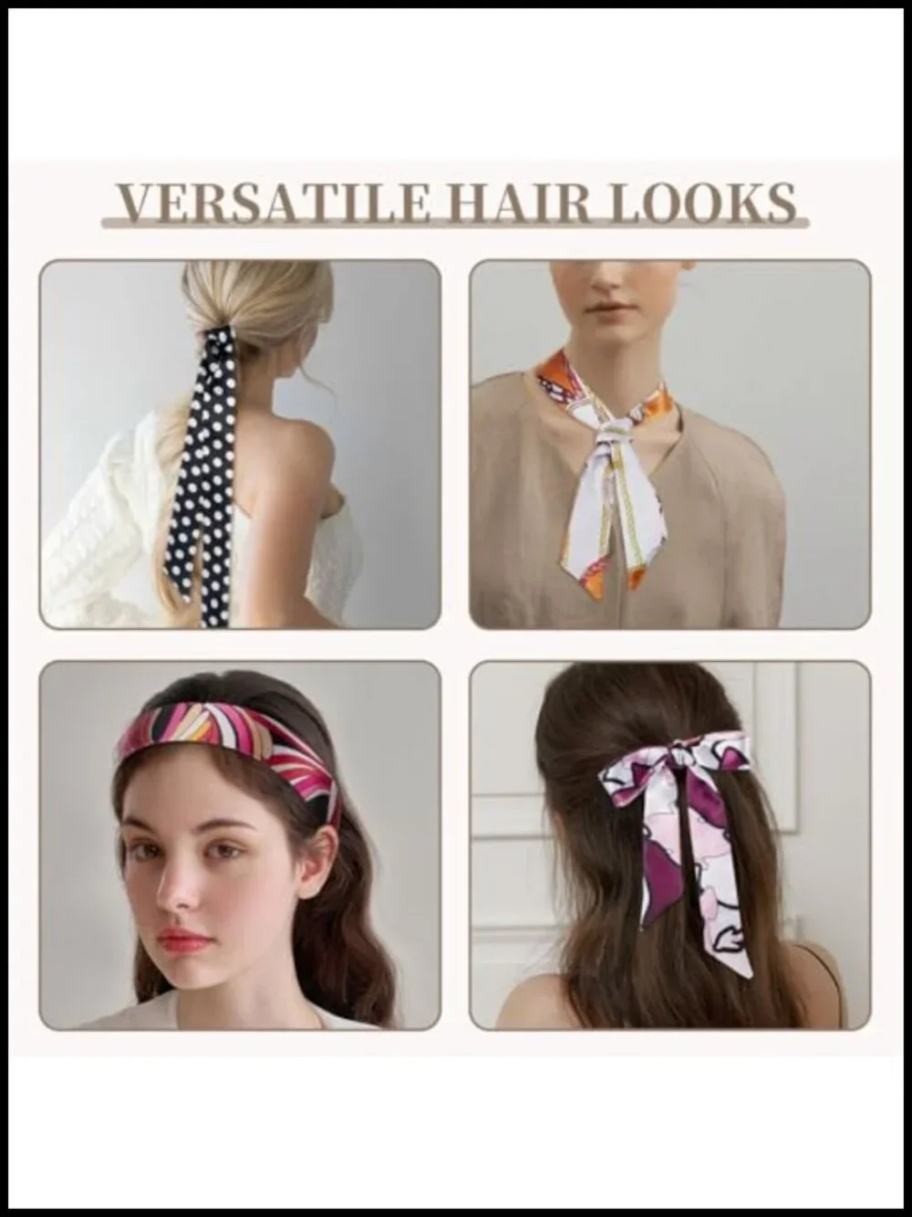 24 PCS Satin Scarf Set for Women, Neckerchief, Headband, Purse Scarf, Floral,